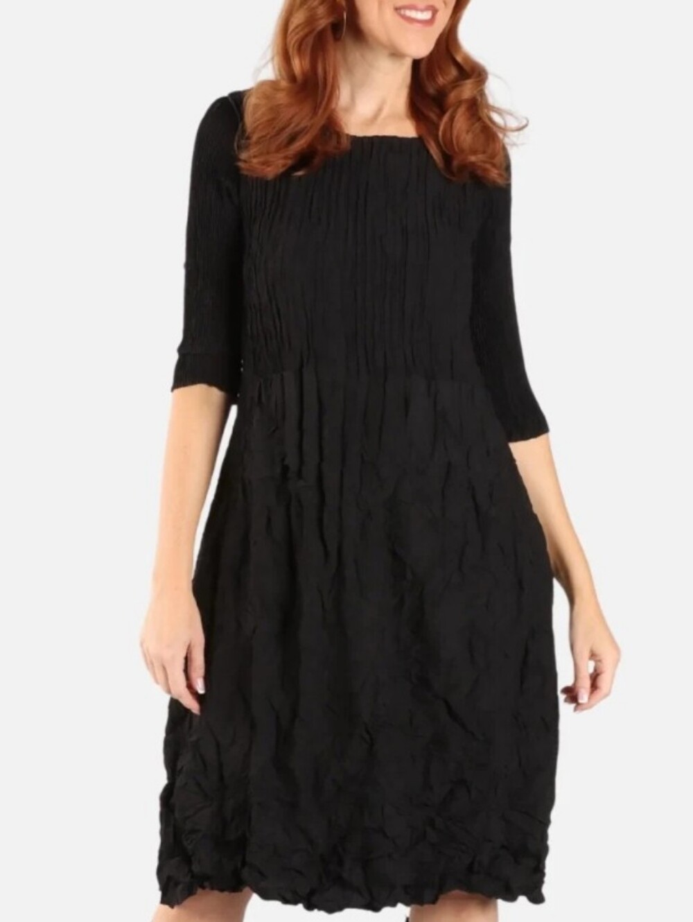 Alquema 3/4 Sleeve Smash Pocket Dress In Black 1